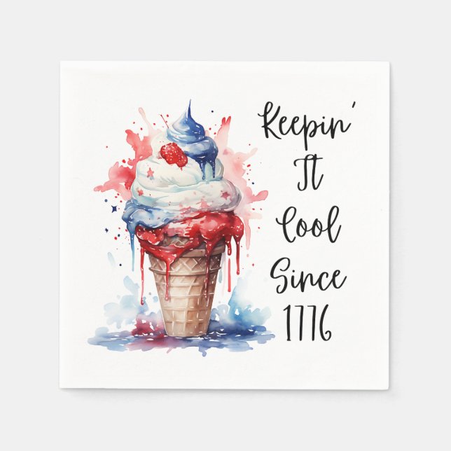 Patriotic 4th of July Ice Cream T-Shirt Napkin (Front)