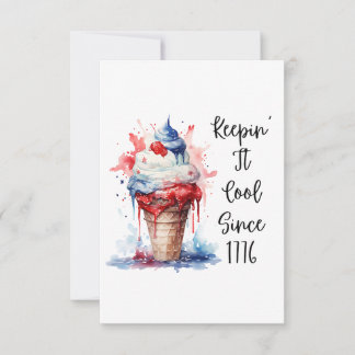 Patriotic 4th of July Ice Cream T-Shirt RSVP Card