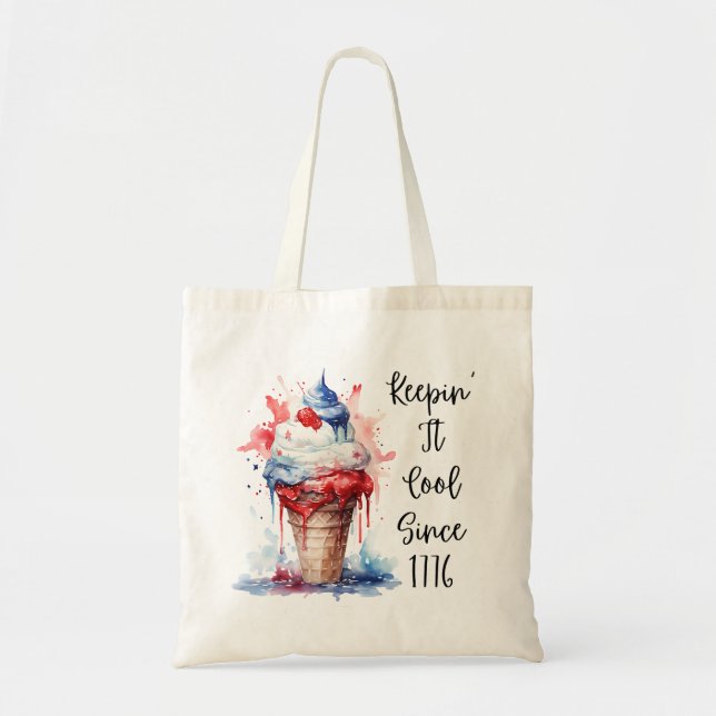 Patriotic 4th of July Ice Cream T-Shirt Tote Bag (Front)