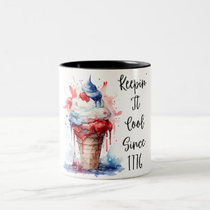 Patriotic 4th of July Ice Cream T-Shirt Two-Tone Coffee Mug