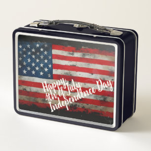 Patriotic 4th of July Independence Day Art Metal Lunch Box