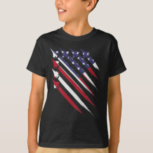 Patriotic 4th Of July Jet Usa American Flag Men Bo T-Shirt