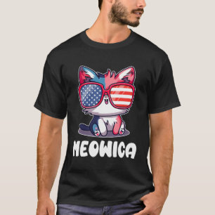 Patriotic 4Th Of July Meowica Kitty Cat American F T-Shirt