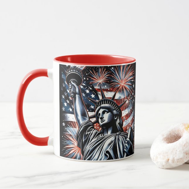Patriotic 4th of July Mug USA Independence Day (With Donut)