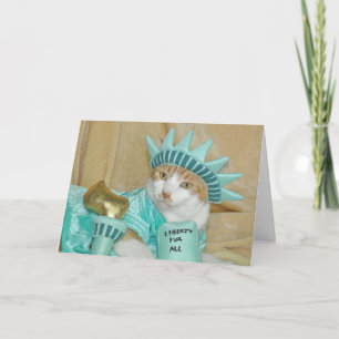 Patriotic 4th of July Orange Cat Card