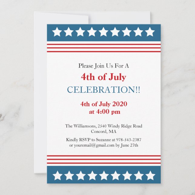 Patriotic 4th Of July Party USA American Flag Invitation (Front)