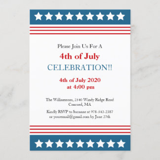 Patriotic 4th Of July Party USA American Flag Invitation