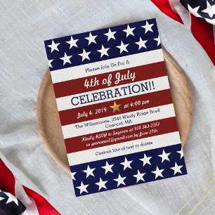 Patriotic 4th Of July Party USA American Flag Invitation