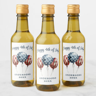 Patriotic 4th of July Party Wine Label