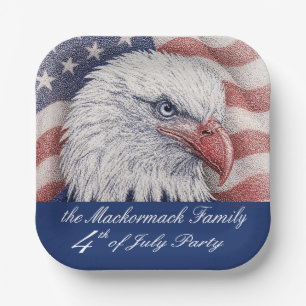 Patriotic 4th of July Red White Blue Eagle Party Paper Plate