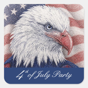 Patriotic 4th of July Red White Blue Eagle Party Square Sticker