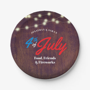 Patriotic 4th of July Rustic Summer Party Paper Plate