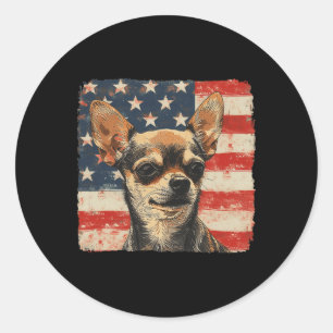 Patriotic 4th Of July Shirt Chihuahua Dog Men Wome Classic Round Sticker