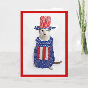 Patriotic 4th of July Siamese Cat Card