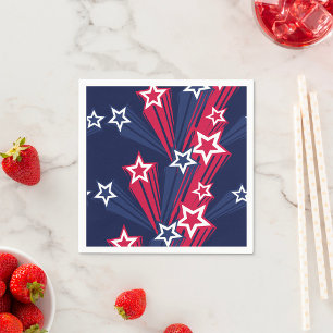 Patriotic 4th of July Stars Red White And Blue Napkin
