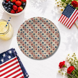 Patriotic 4th of July, Stars Stripes, Americana Paper Plate