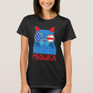 Patriotic 4th Of July Tee Meowica Cat Mullet Ameri