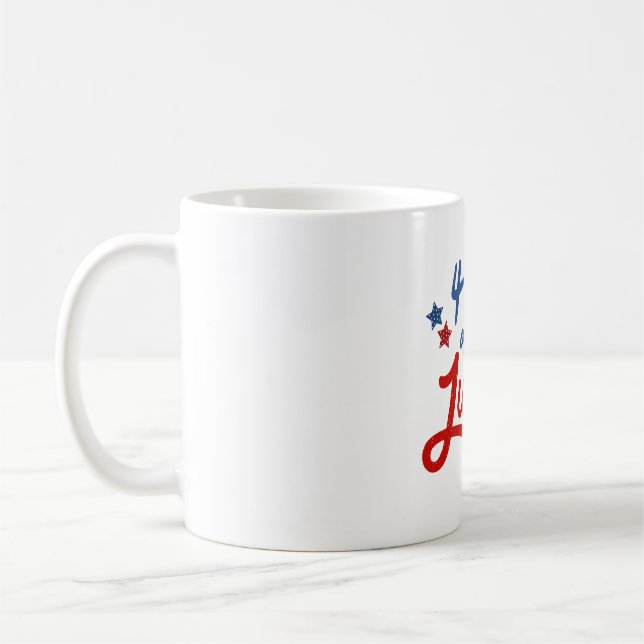 Patriotic 4th of July Typography Design – Red Bleu Coffee Mug (Left)
