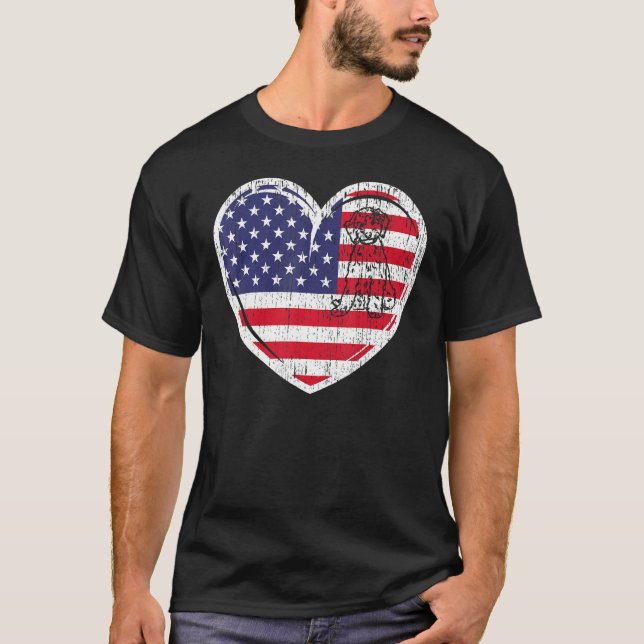 Patriotic 4th Of July Us Flag Red White & Blue Lab T-Shirt (Front)