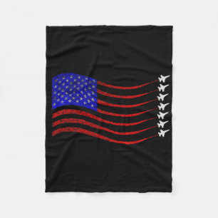 Patriotic 4th Of July Usa American Flag Fighter Je Fleece Blanket