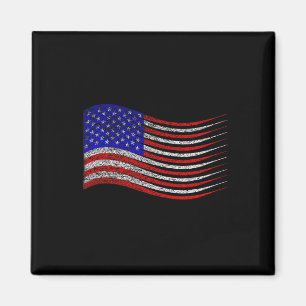 Patriotic 4th Of July Usa American Flag Waving  Magnet