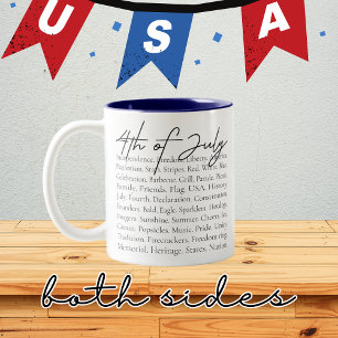 Patriotic 4th of July USA Mug, Red White and Blue Two-Tone Coffee Mug
