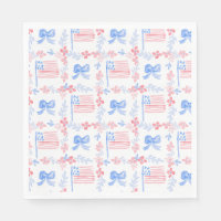 Patriotic 4th of July watercolor flags & bows