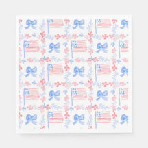 Patriotic 4th of July watercolor flags & bows