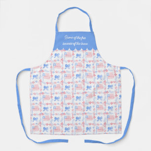 Patriotic 4th of July watercolor personalized Apron