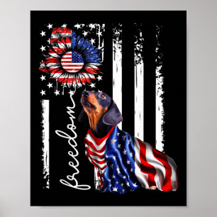Patriotic 4th Of July Weiner Dachshund Dog Freedom Poster