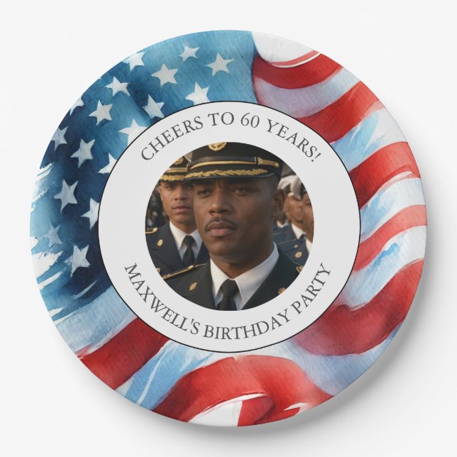 Patriotic 60th Birthday Plates  (Front)