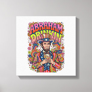 Patriotic Abraham Drinkin Retro Canvas Print