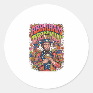 Patriotic Abraham Drinkin Retro Classic Round Sticker