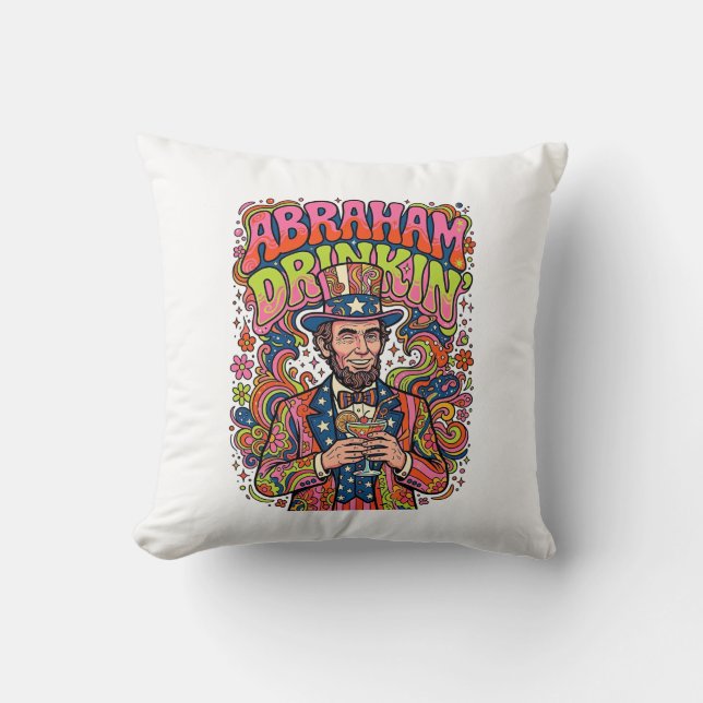 Patriotic Abraham Drinkin Retro Cushion (Front)