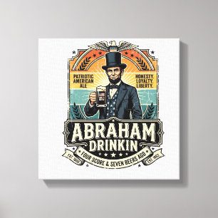 Patriotic Abraham Drinkin Retro Distressed Canvas Print