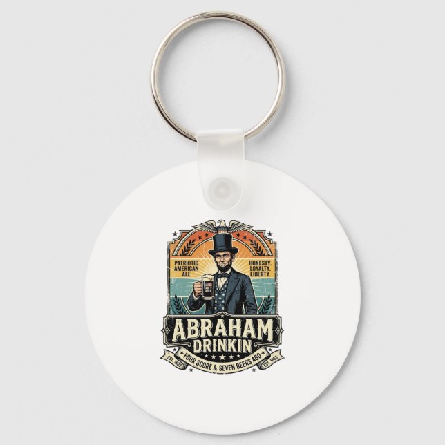 Patriotic Abraham Drinkin Retro Distressed Key Ring (Front)