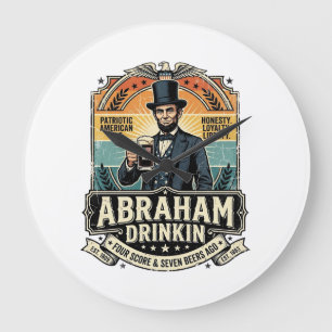 Patriotic Abraham Drinkin Retro Distressed Large Clock
