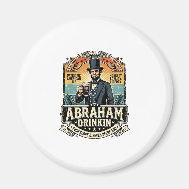 Patriotic Abraham Drinkin Retro Distressed Magnet (Front)