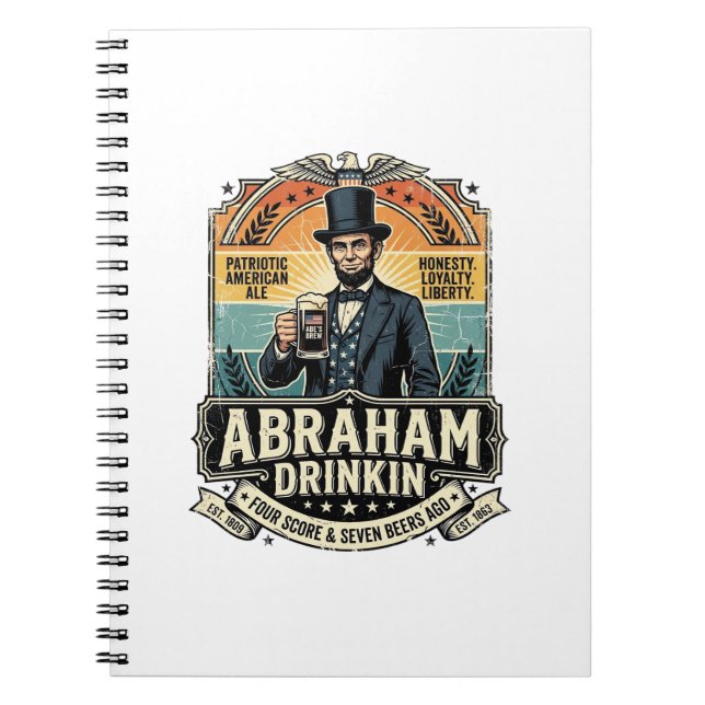Patriotic Abraham Drinkin Retro Distressed Notebook (Front)