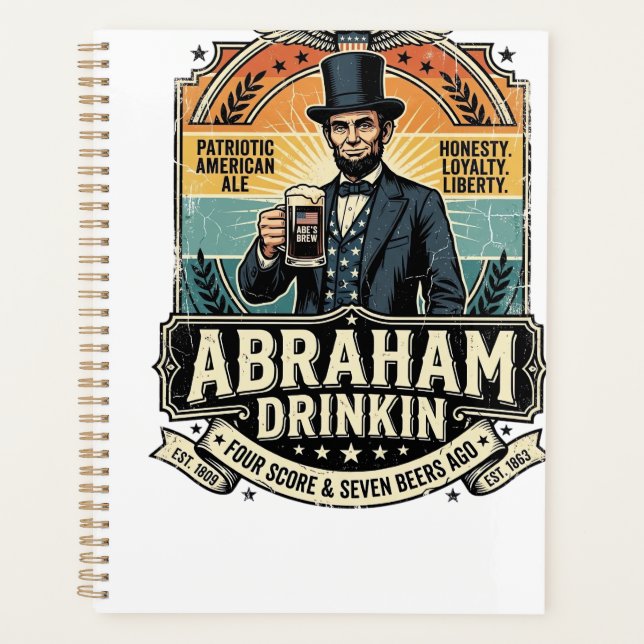 Patriotic Abraham Drinkin Retro Distressed Planner (Front)