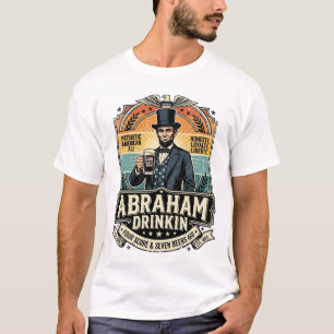 Patriotic Abraham Drinkin Retro Distressed T-Shirt