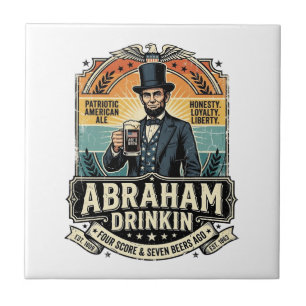 Patriotic Abraham Drinkin Retro Distressed Tile