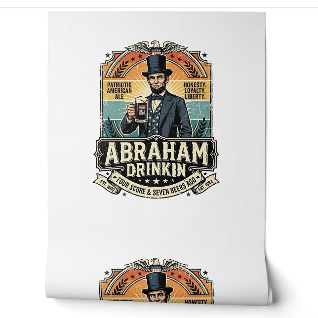 Patriotic Abraham Drinkin Retro Distressed Wallpaper (Unrolling)