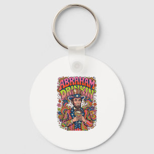 Patriotic Abraham Drinkin Retro Key Ring