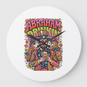 Patriotic Abraham Drinkin Retro Large Clock