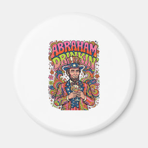 Patriotic Abraham Drinkin Retro Magnet