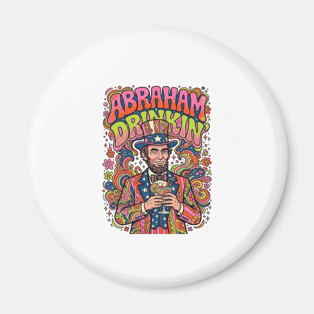 Patriotic Abraham Drinkin Retro Magnet (Front)