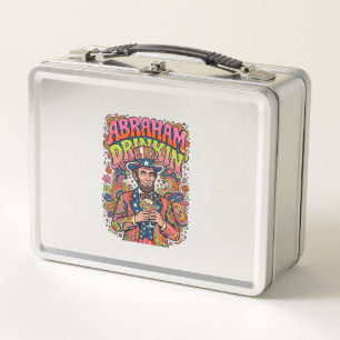 Patriotic Abraham Drinkin Retro Metal Lunch Box