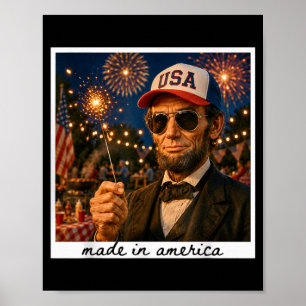 Patriotic Abraham Lincoln 4th Of July 250 Years Poster