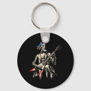 Patriotic Abraham Lincoln Guitar Rock President Key Ring